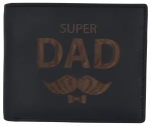 Super Dad Mens RFID Blocking Leather Bifold Wallet Father's Day gift /53HTC Super Dad