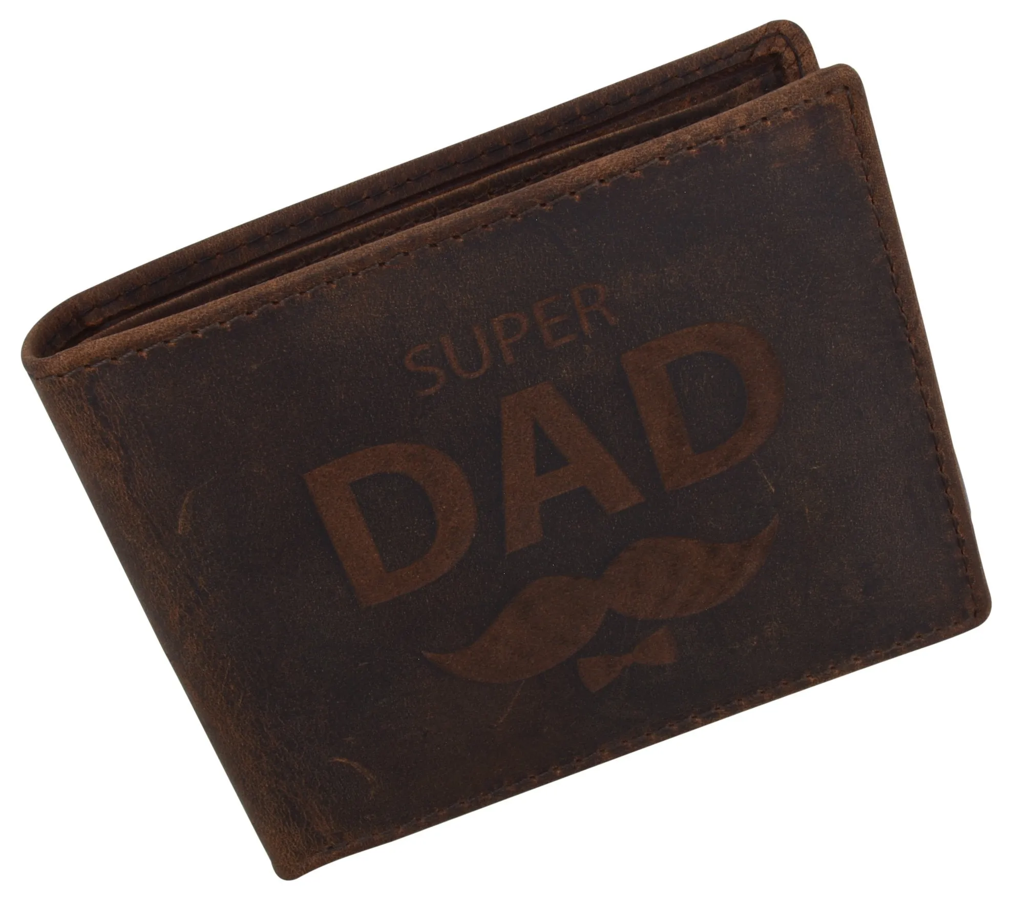 Super Dad Mens RFID Blocking Leather Bifold Wallet Father's Day gift /53HTC Super Dad