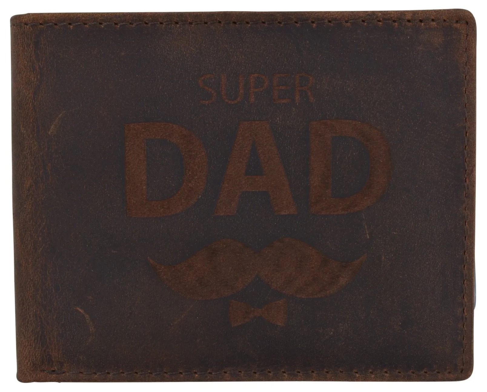 Super Dad Mens RFID Blocking Leather Bifold Wallet Father's Day gift /53HTC Super Dad