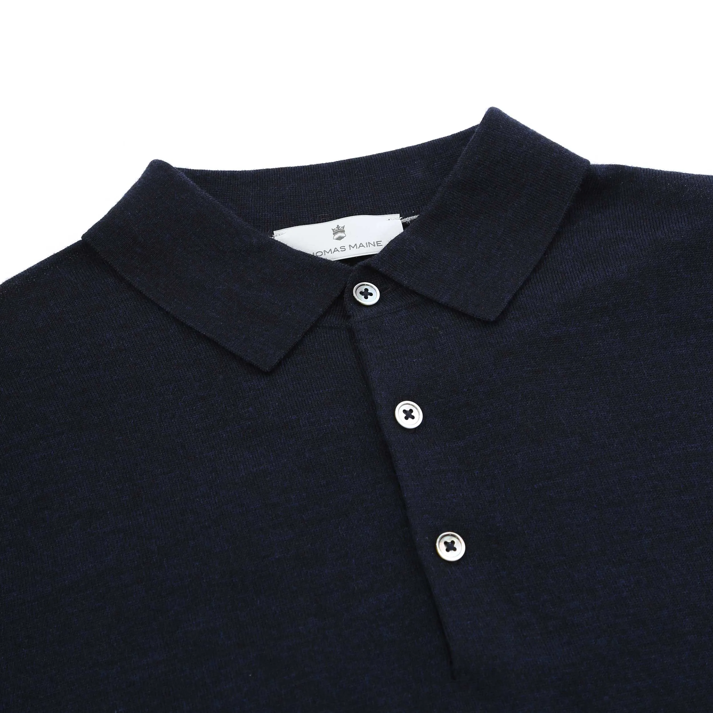 Thomas Maine 3 Button Knit Polo in Navy