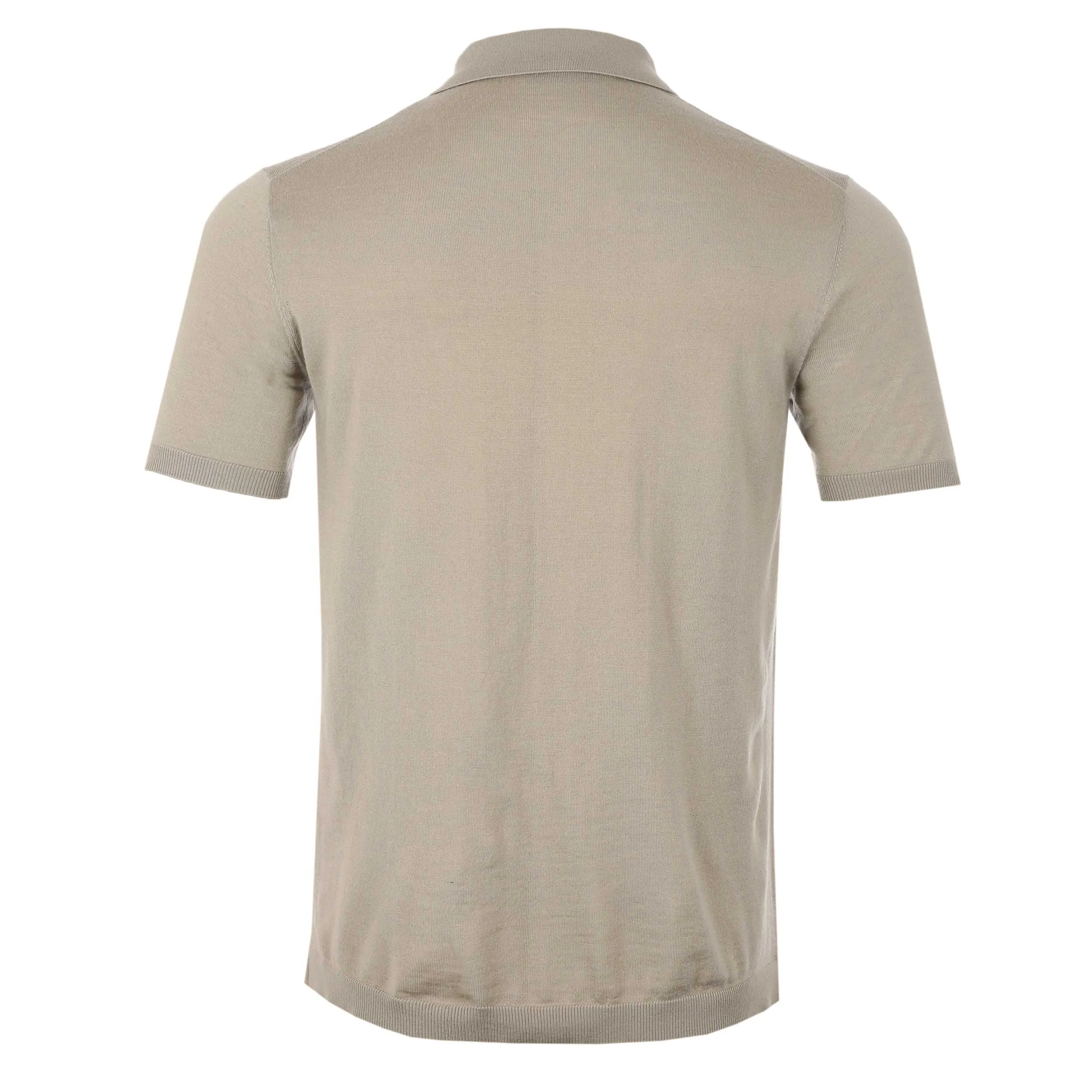 Thomas Maine Button Thru Knitted Polo in Beige